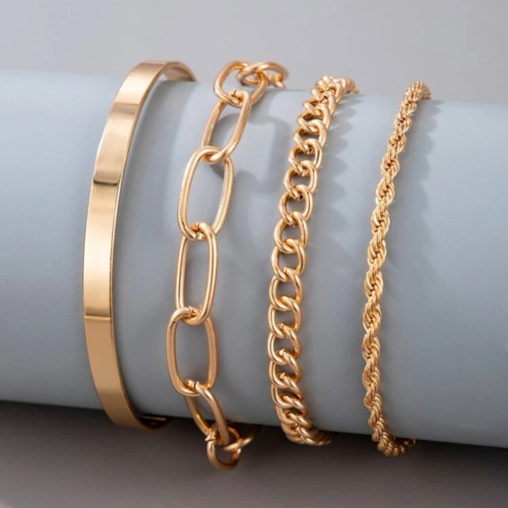 NWT 4 PIECE GOLD BRACELET SET